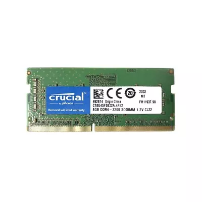 New Crucial 8GB DDR4 3200MHz PC4-25600 Laptop SODIMM Memory Ram CT8G4SFS832A - Image 1 of 4