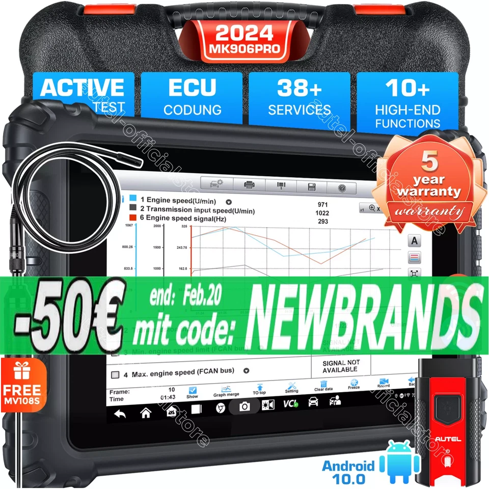 2025 Autel MaxiSys MK906 Pro OBD2 Diagnosegerät ECU Coding ALLE SYSTEM TPMS DHL