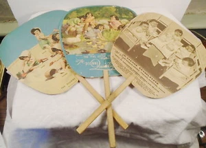 3 verschiedene Vintage 30er Jahre Dionne Quintuplets Werbefächer - Bild 1 von 10