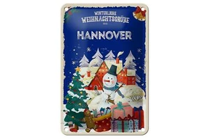 Blechschild Weihnachtsgrüße HANNOVER Geschenk Deko Schild  12x18 cm - Picture 1 of 5