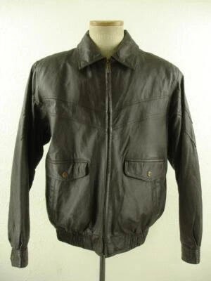 Men's M Phase Two Brown Leather Jacket Flight Bomber Jacket A-2 Insulated Zip-Up - Image 1 of 4