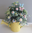 Button Flower Bouquet in Small Decorative Watering Can - Spring #465