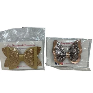 2 Inspired creations hand made girls butterfly hair Bow Alligator clips Sparkle - Picture 1 of 10