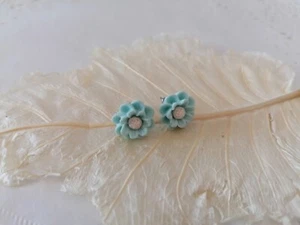 orecchini a lobo fiore azzurro - Picture 1 of 1