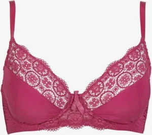 Lepel Clarice Flamenco Pink Bra 30D Full Cup Underwired Unpadded Lace trim women - Picture 1 of 6