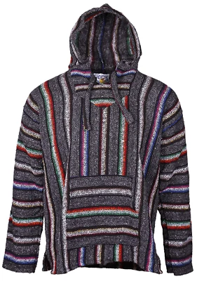 Baja Pullover Sudadera con Capucha Fiesta Fiesta Rayas Sudadera con Capucha Chaqueta Baja Mexicana Foto 1 de 4