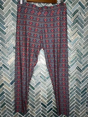 WOMENS SIMPLY SOUTHERN GRAY AZTEC PRINT L XL XXL LEGGINGS STRETCH SOUTHWESTERN - Image 1 of 4