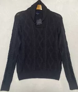 Maglione maglia uomo Toscano medio nero misto lana merino scialle pescatore NUOVO - Foto 1 di 13