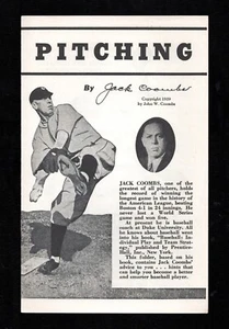 orig./Sharp! 1939 Philadelphia A's JACK COOMBS **Pitching Baseball Pamphlet #3** - Picture 1 of 4
