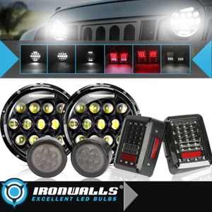 Faros LED 7" pulgadas 105W + luces traseras de señal de giro reversa para Jeep Wrangler JK - Imagen 1 de 12