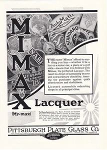1928 Pittsburgh Plate Glass Mimax Lacquer Vintage Print Ad Famous Car Badges - Picture 1 of 1