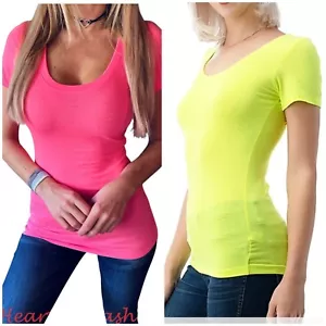 Camiseta Top Para Mujer Básica Corte Bajo Cuello Redondo Profundo Manga Corta Elastizada - Imagen 1 de 3