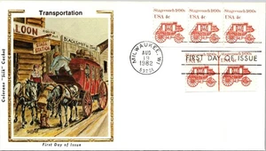 GOLDPATH: US COVER 1982 MILWAUKEE,WI.STRIP3,TRANSPORT,SILK CACHET,FDC CV811_P02 - Picture 1 of 2