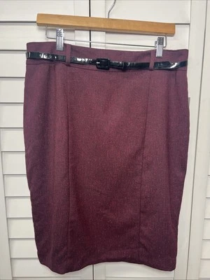 Falda lápiz Mossimo texturizada forrada con cinturón para mujer talla 14 arándano nueva con etiquetas Foto 1 de 4