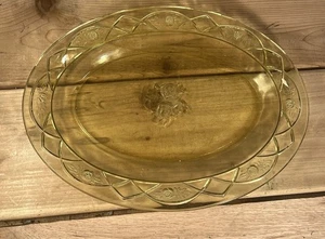 Piatto ovale vintage vetro federale rosmarino rosa olandese giallo depressione vetro 12" - Foto 1 di 7