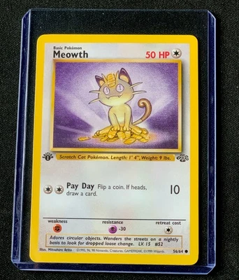 1999 First Edition Meowth Jungle Set Pokémon Card 56/64 MINT CONDITION - Image 1 of 2