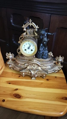 Kaminuhr Messing, Antike Tischuhr - Bild 1 von 4