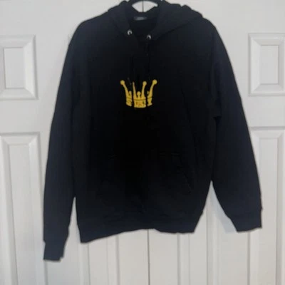 STUSSY CROWN APPLIQUE Chenille CROWN Black / Gold HOODIE MEN'S SIZE Medium EUC - Image 1 of 4