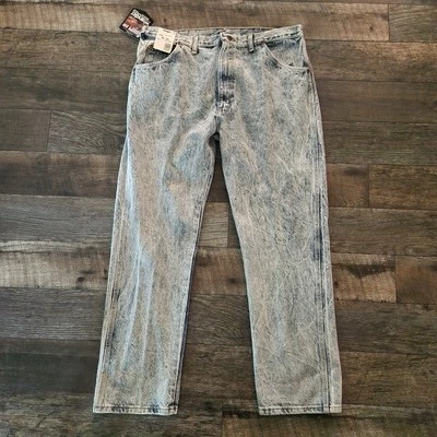 Vintage 1990 Wrangler Jeans Acid Lava Wash Jeans 40x30 Made USA 90s NWT  - Image 1 of 4