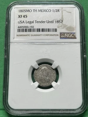 1805 MO TH MEXICO 1/2R NGC XF45. USA Legal Tender Until 1857 - Image 1 of 2