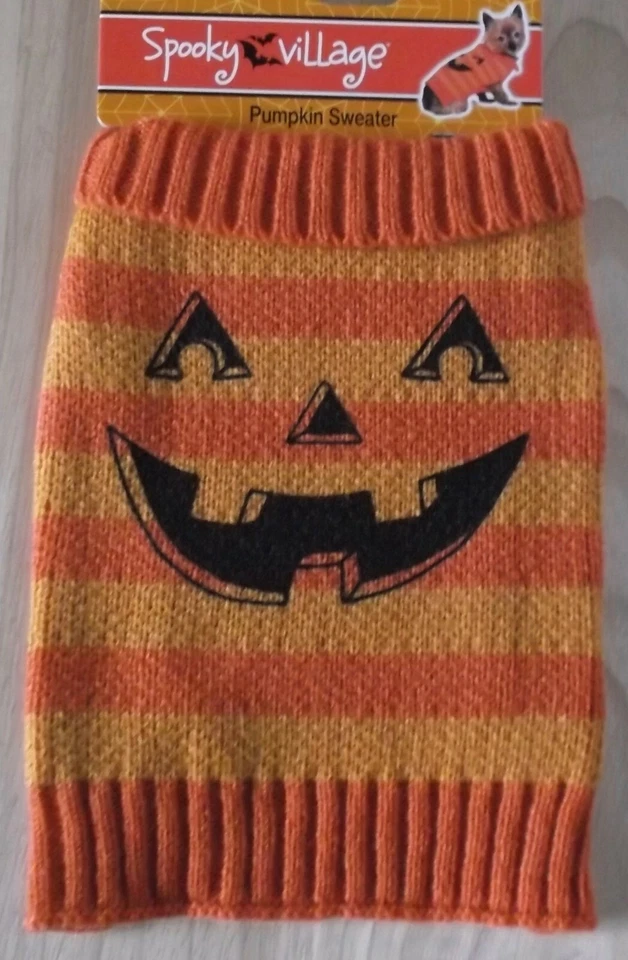 Halloween Spooky Village for Pets Dog Pumpkin Sweater Costume Size XS Nes