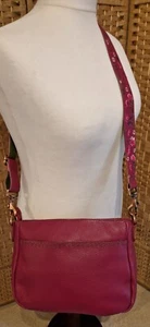 Moshulu Leather Crossbody Shoulder Bag Pink Embroidered (N2) - Picture 1 of 18