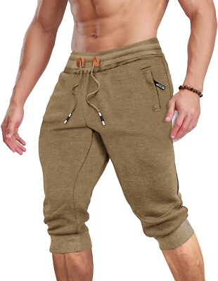 Mens Lightweight Sweatpants 3/4 Jogger Capri Pants Running Training Sport Shorts - Image 1 of 4