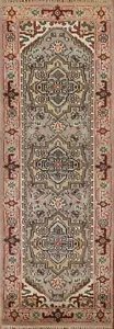 Geometric Heriz Indian 8 ft Runner Rug 2' 6" x 7' 11' Hand-knotted - Picture 1 of 12