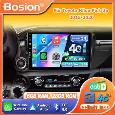Für Toyota Hilux Pick Up 2015-2020 Android 14 Autoradio DAB+ GPS Navi HDMI 128GB - Bild 1 von 4