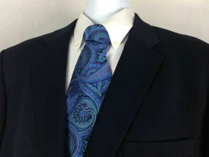 Concepts Men's Navy Blue Blazer Sport Coat 46L 2 Button Vented 100% Wool #0353 - Picture 1 of 8