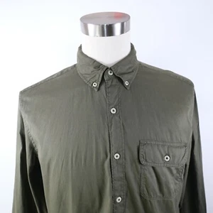 American Eagle Mens Soft Classic Fit LS Button Up Army Green Dress Shirt Large - Picture 1 of 10