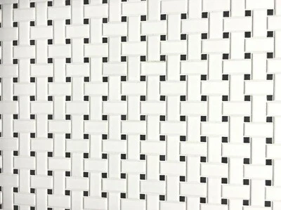Mosaico Porcelana Tejido Cesta Blanco y Negro, Pared Piso UNA CAJA (10 PIEZAS) Baño Foto 1 de 4