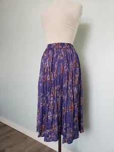 VTG Requirements Women Petite Mp Broomstick Midi Skirt Elastic Waist Boho Floral - Picture 1 of 7