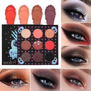 Red Goth Eyeshadow Palette 9 Colors Halloween Glitters Makeup Clown Vampire SFX - Picture 1 of 8