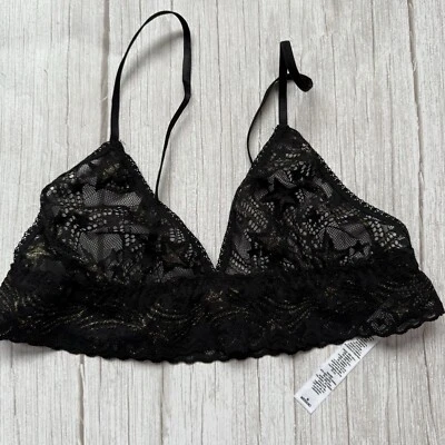 Bralette Hanky Para Mujer Negro/Dorado Noche Fiebre Estrella Encaje Triángulo Talla M Foto 1 de 3