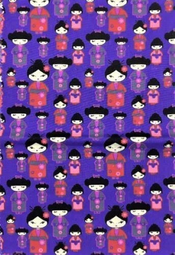 Geishas japonesas sobre púrpura - tela de tela ancha de poli/algodón Foto 1 de 1