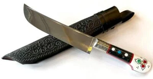 UZBEKO COLTELLO NAZIONALE PICHOK FATTO A MANO MANICO TEXTOLITE ACCIAIO INOX (621) - Foto 1 di 5
