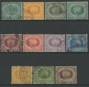 SAN MARINO, USED, #1,4-6,9,11-12,14,16,18-19, (4) SHOWN, TYPICAL CENTERING - Imagen 1 de 1