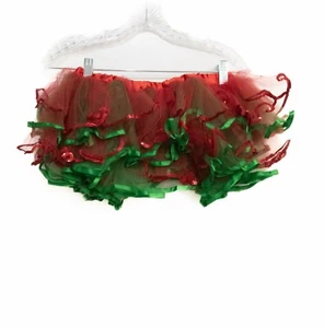 Girls Red Green Polyester Christmas Tutu Skirt Outfit Spotlight Sequin 13 in - Picture 1 of 7