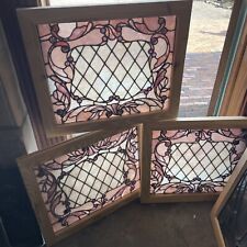 SG4351 3 av price each Antique Stained and Jeweled window 22 x 26.25