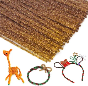 100Pieces Pipe Cleaners Chenille Stem, Glitter Gold Craft Pipe Cleaners,Diy Craf - Picture 1 of 6