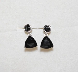 925 Sterling silver stud drops, Black Spinel, 3.75 cts - Picture 1 of 3