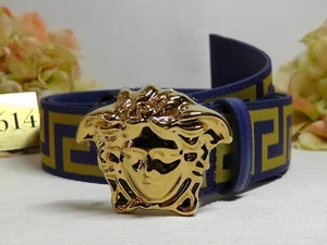 Versace HOMBRE La Medusa AZUL/DORADO Cinturón Web Talla 95cm O 37 Pulgadas**$495***NUEVO CON ETIQUETAS - Imagen 1 de 19