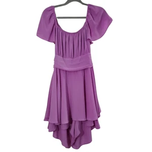 Exlura Purple Women's Off Shoulder Wrap Tie Up Back Ruffle Short Sleeve Rom XL - Picture 1 of 11