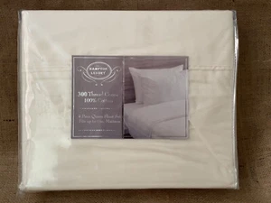 Juego de sábanas de lujo 100 % algodón Queen Hampton marfil 300 TC DP envío gratuito - Imagen 1 de 5