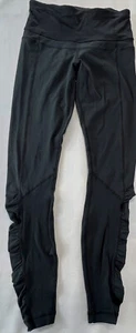Lululemon Damen 6 schwarze geraffte Beine Gesäßtasche Activewear Yogahosen Leggings - Bild 1 von 9
