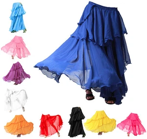 3 Capas Bailarines del Vientre Bailarines Tango Samba Gitana Carnaval Falda Elegante Vestido - Imagen 1 de 11