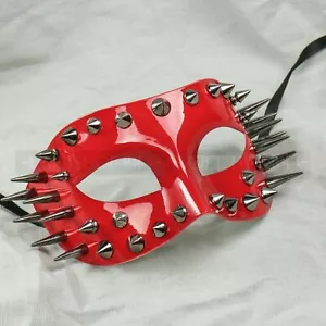 Steampunk Spikes Venetian Masquerade Eye Mask - Glossy Red - Picture 1 of 1