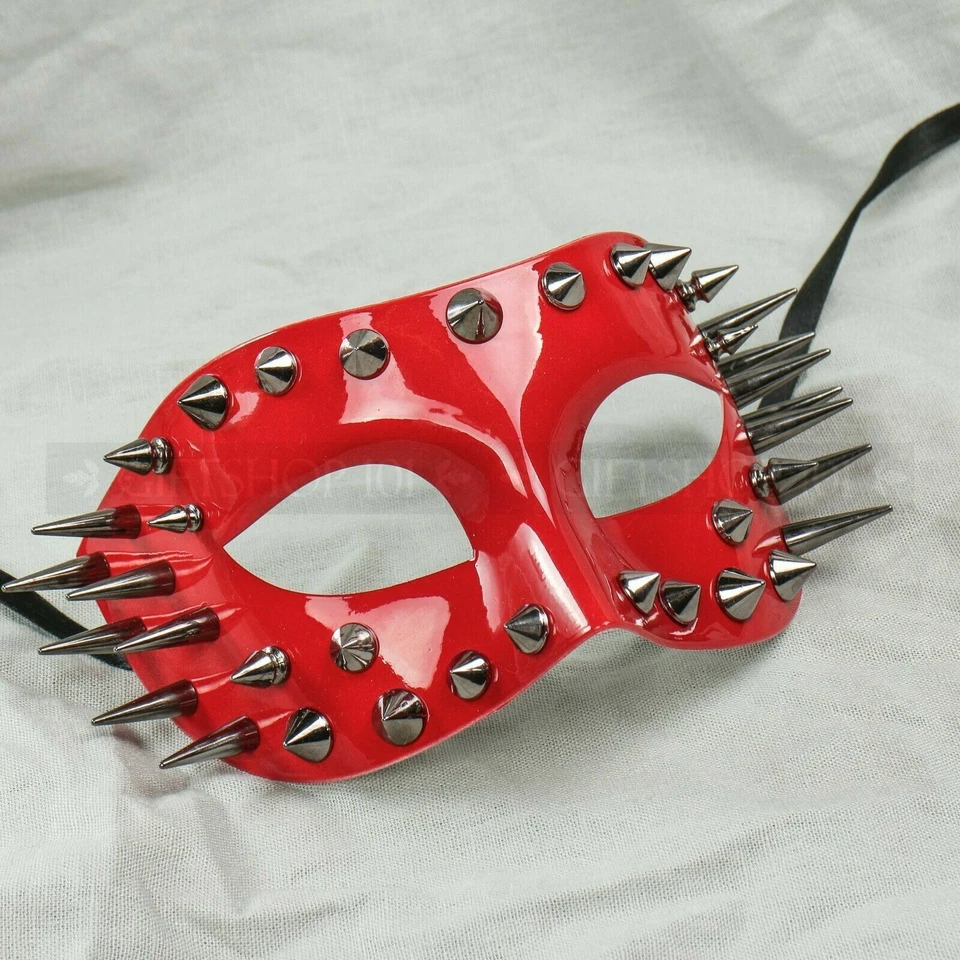 Steampunk Spikes Venetian Masquerade Eye Mask - Glossy Red - Image 1 of 1