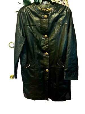 Женское пальто на пуговицах George tzelales черная кожа размер 40 сделано в Италии - Изображение 1 из 4